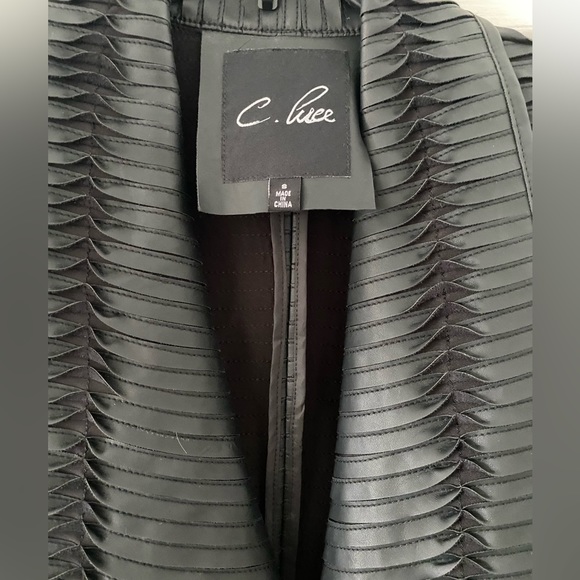 Faux Leather Pleated Lightweight Jacket - Picture 2 of 4